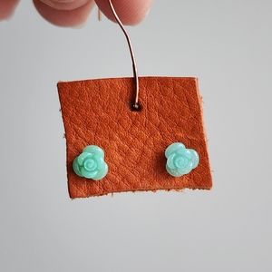 Blue Mini Rose Stud Earrings